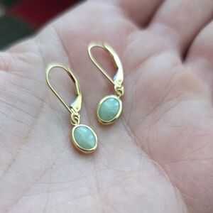 Elegant Gold and Green Earrings
